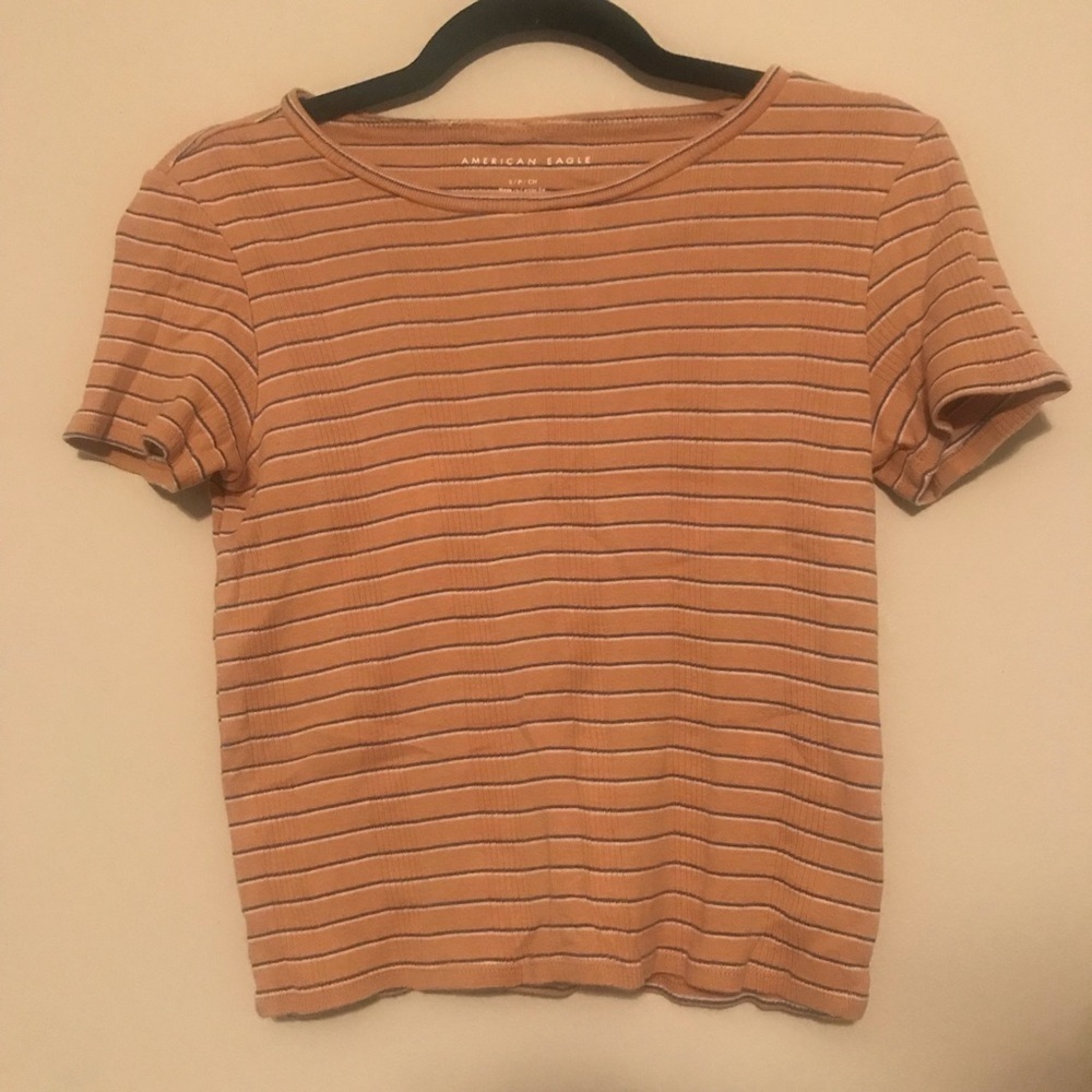 American Eagle Striped Cropped Tee
